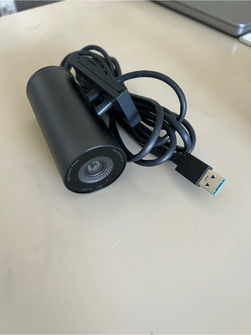 Dell 4K Webcam with Black Circular Glass Lens